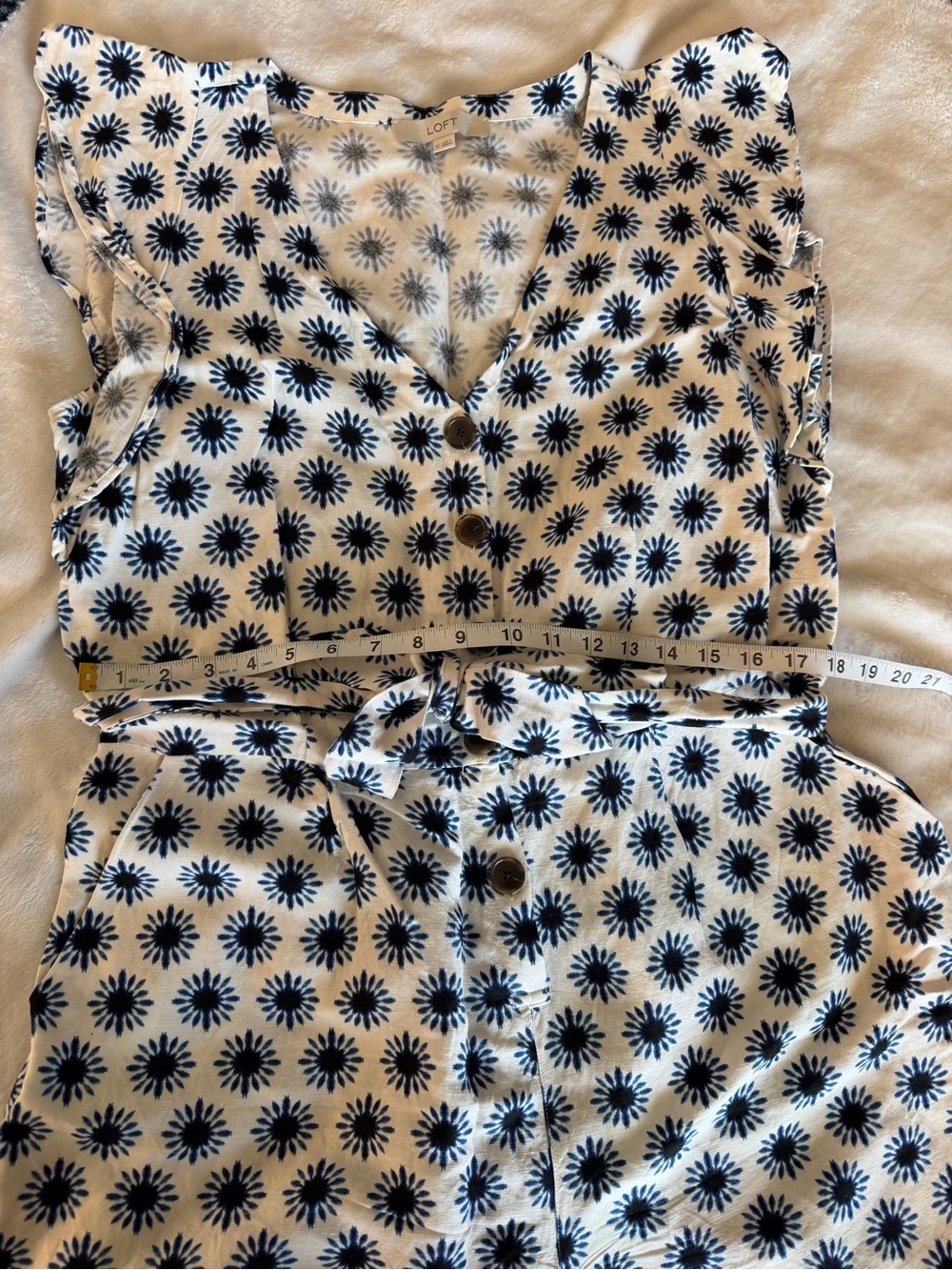 LOFT White Dress with Navy Floral Burst Print - Picture 10 of 12